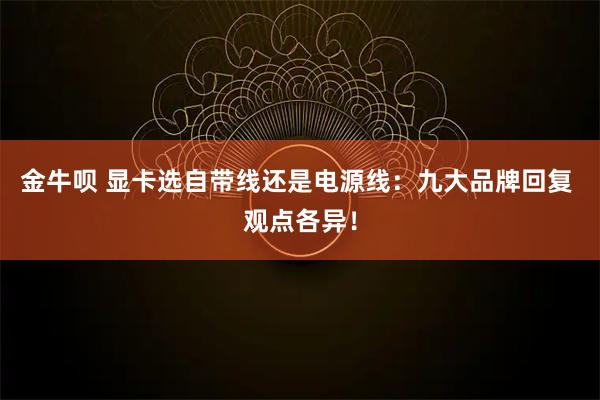 金牛呗 显卡选自带线还是电源线：九大品牌回复 观点各异！